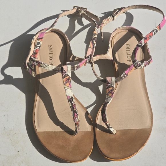 Emilio Pucci Leather Sandals Sz 36 (6) Women Colorful Italy Luxury Rare - Picture 10 of 12